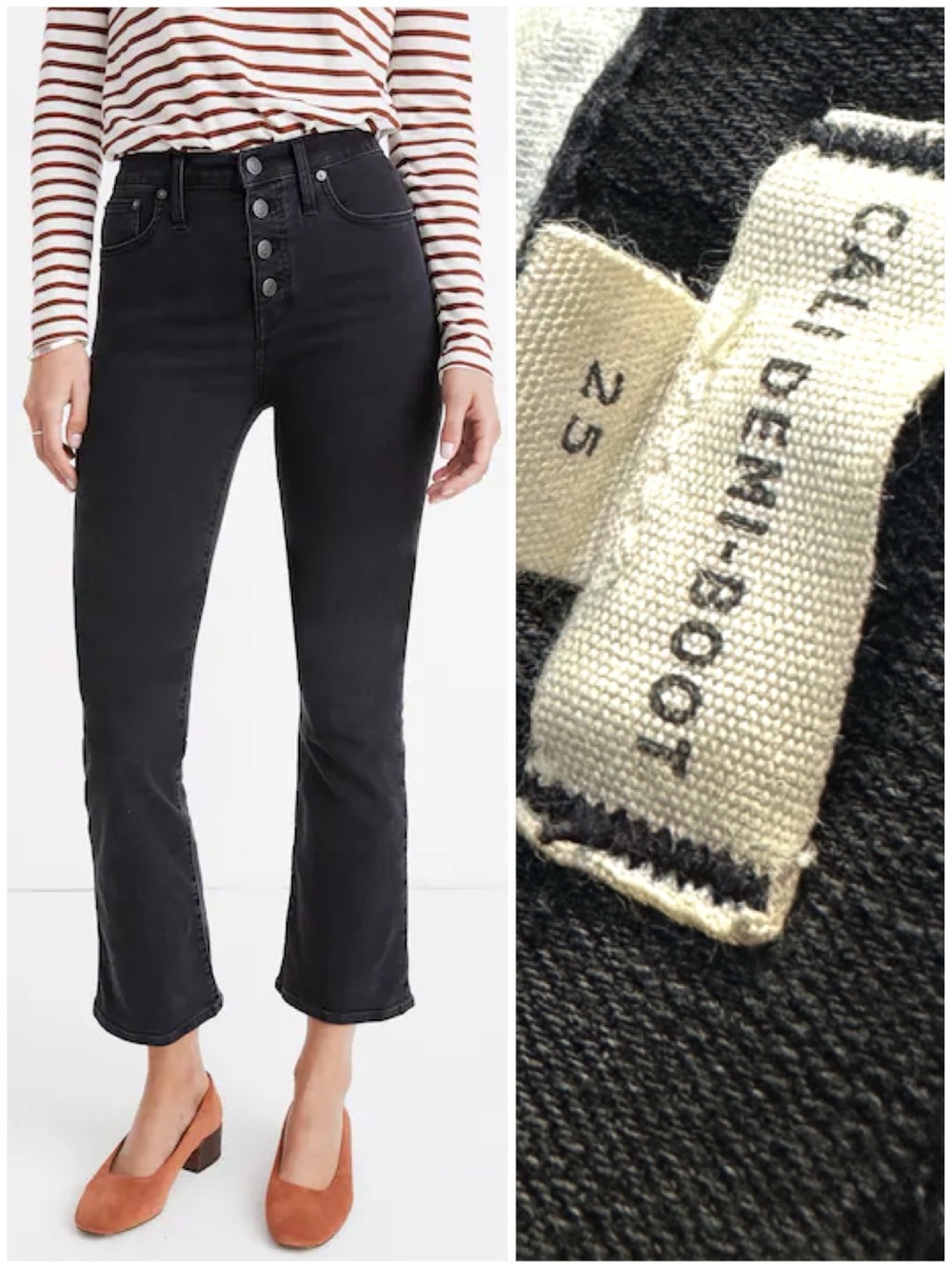 Madewell Cali Demi-Boot Jeans in Bellspring Wash: Button-Front Edition Vtg Black
